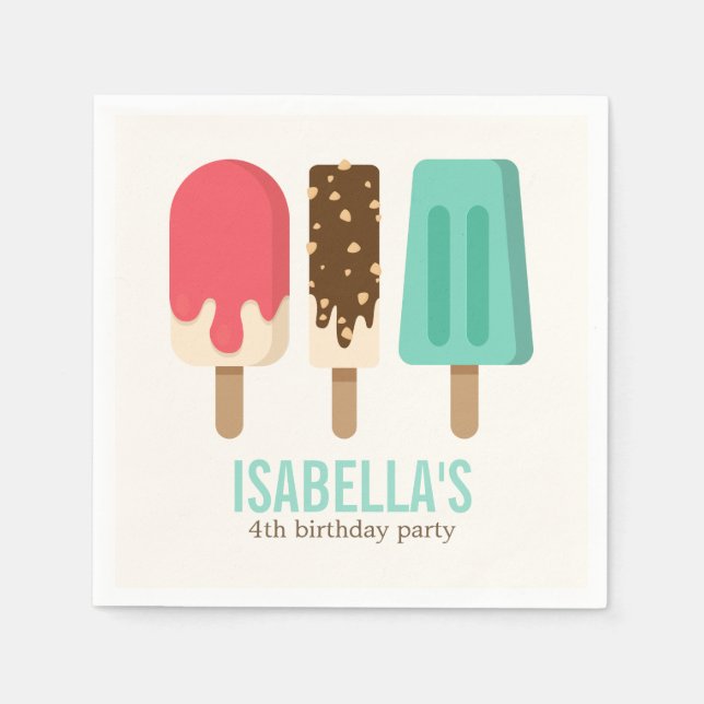 Serviette En Papier Cute Popsicles fête d'anniversaire (Devant)