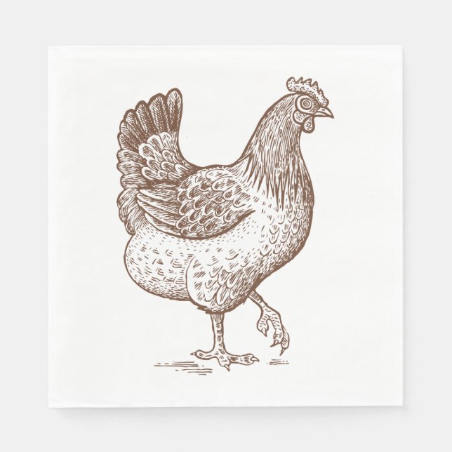 Serviette En Papier Cute Poulet Pays Ferme Fermier Fête d'anniversaire (Devant)