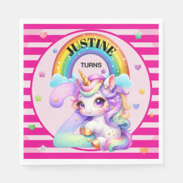 Serviette En Papier Cute Rainbow et Unicorn 2e anniversaire