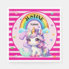 Serviette En Papier Cute Rainbow et Unicorn 3e anniversaire