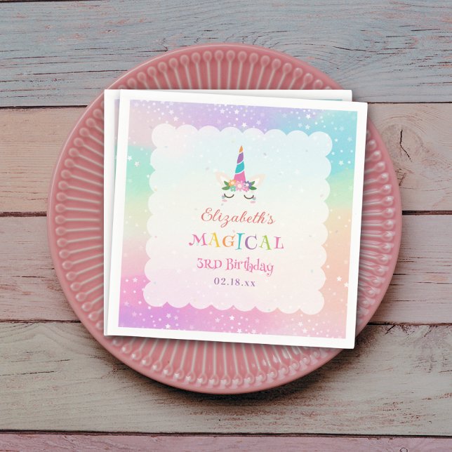 Serviette En Papier Cute Rainbow Unicorn Magique fête d'anniversaire (Créateur téléchargé)