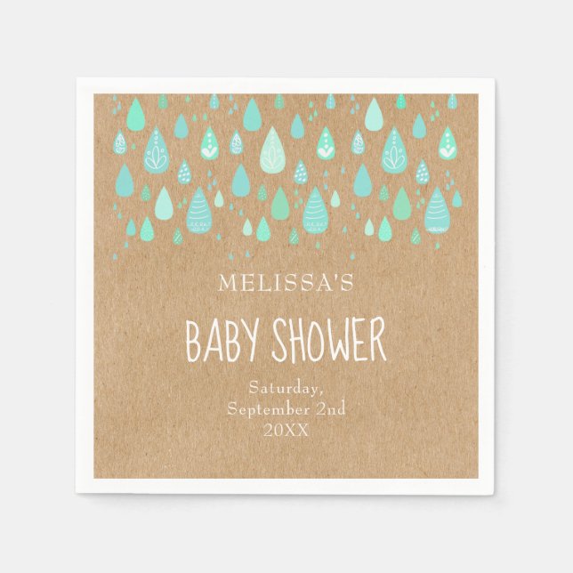 Serviette En Papier Cute Raindrops Couples Baby shower/Saupoudrer Rust (Devant)