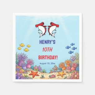 Serviette En Papier Cute Red Shark Under the Sea Anniversaire