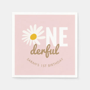 Serviette En Papier Cute Rose Daisy ONE derful 1st Birthday Party