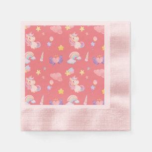 Serviette En Papier Cute rose douce licorne arc-en-ciel Motif