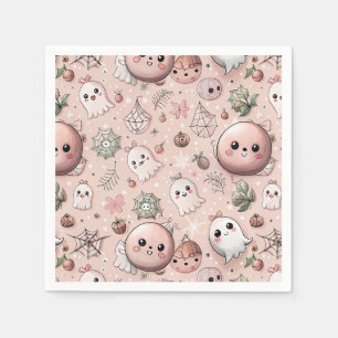 Serviette En Papier Cute rose Fantôme & Pastel Halloween sans couture
