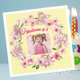 Serviette En Papier Cute Rose Floral Bow Girl Photo Anniversaire