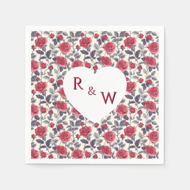 Serviette En Papier Cute Rose Mariage Napkin (Devant)