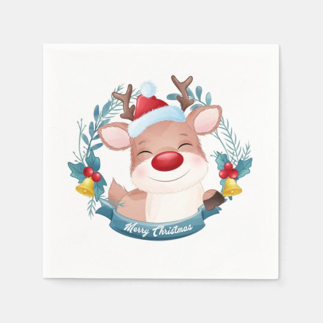 Serviette En Papier Cute Rudolph (Devant)
