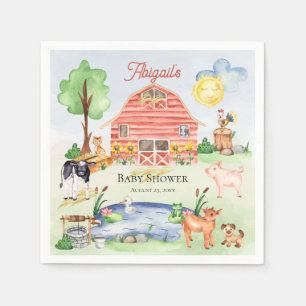 Serviette En Papier Cute Rustic Farm Animaux Barnyard Baby shower
