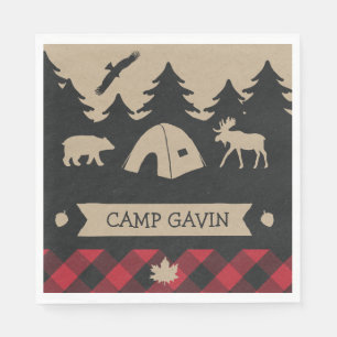 Serviette En Papier Cute Rustic Flannel Camping fête d'anniversaire
