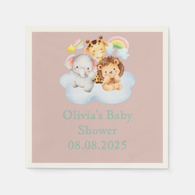 Serviette En Papier cute safari animals (Devant)