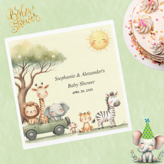 Serviette En Papier Cute safari animals gender neutral baby shower