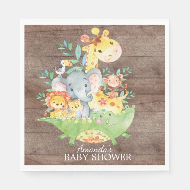 Serviette En Papier Cute Safari Jungle Baby shower papier serviettes (Devant)