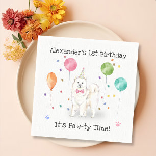 Serviette En Papier Cute Samoyed Chien fête d'anniversaire
