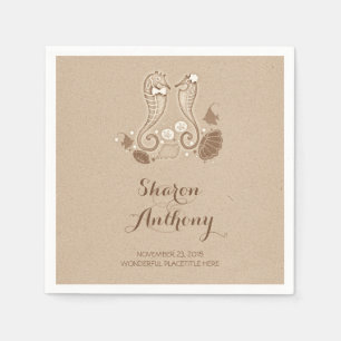Serviette En Papier Cute Seahorses Plage Papier de mariage serviettes