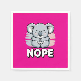 Serviette En Papier Cute Sleeping Koala “Nope” Funny Cartoon