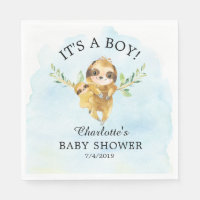 Cute Sloth Boy Baby shower Papier