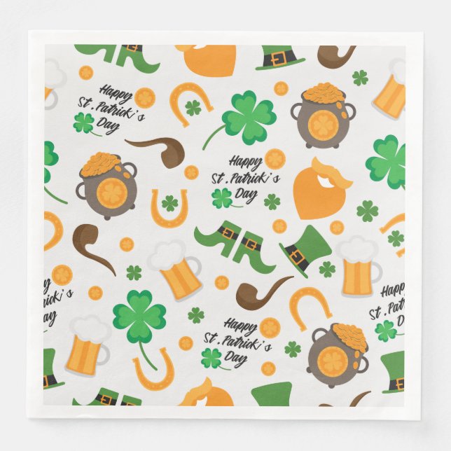 Serviette En Papier Cute St. Paddy's Day Motif à thème irlandais (Devant)