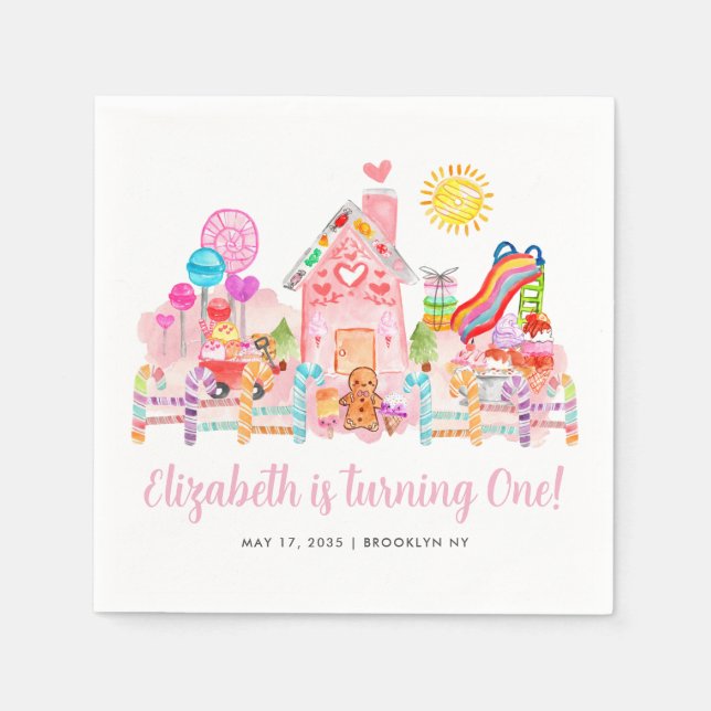 Serviette En Papier Cute Sweet Celebration Candyland Anniversaire de e (Devant)