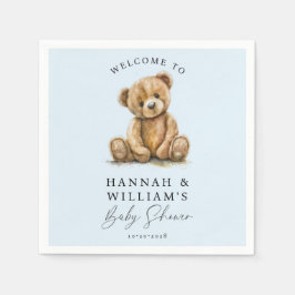 Serviette En Papier Cute Teddy Bear Blue Boy Baby shower