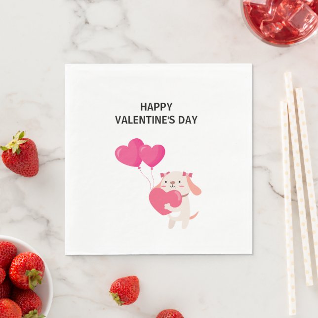 Serviette En Papier Cute Teddy Valentine's Day Napkins (En situation)