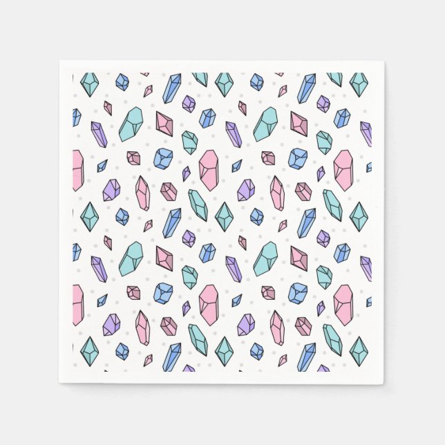 Serviette En Papier Cute tendance Pastel Gemstones Gems Crystal Motif (Devant)