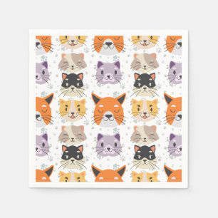 Serviette En Papier Cute Têtes de chat 01. NBG