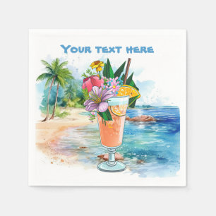 Serviette En Papier Cute tiki Cocktail ajouter du texte