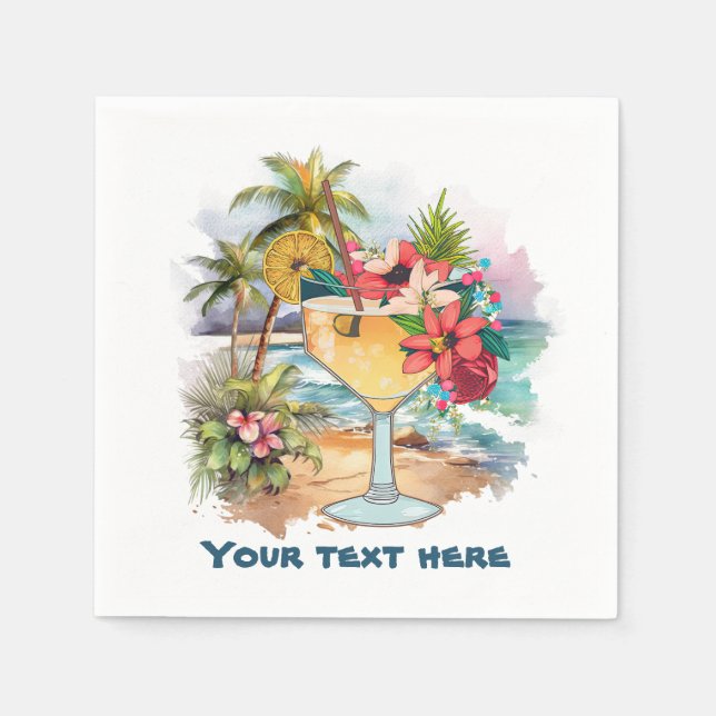 Serviette En Papier Cute tiki Cocktail ajouter du texte (Devant)