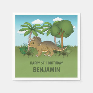 Serviette En Papier Cute Triceratops Dinosaur Anniversaire Tropical po