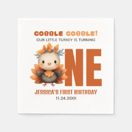 Serviette En Papier Cute Turkey Gobble Thanksgiving 1st Birthday
