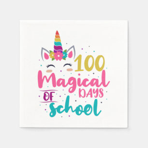 Serviette En Papier Cute Unicorn 100 Jours Magiques De L'École