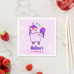 Serviette En Papier Cute Unicorne dans les lunettes en forme de coeur