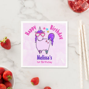 Serviette En Papier Cute Unicorne dans les lunettes en forme de coeur
