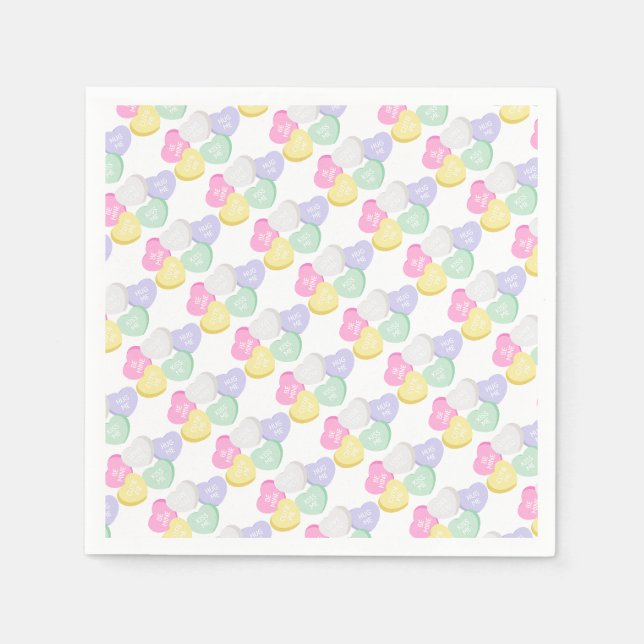 Serviette En Papier Cute Valentines Day Coeurs bonbons (Devant)