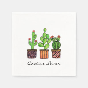 Serviette En Papier Cute Watercolor Cactus