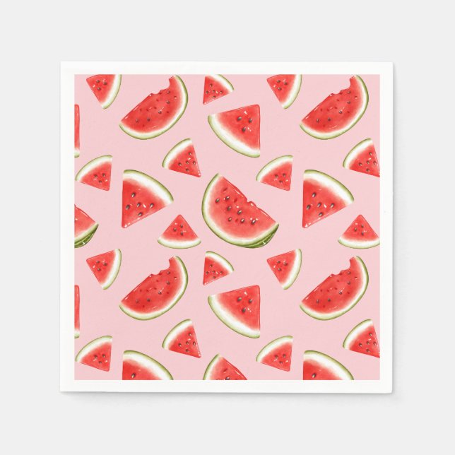 Serviette En Papier Cute Watermelon Motif Pink Anniversaire de enfant  (Devant)