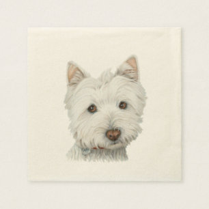 Serviette En Papier Cute Westie Chien Art Cocktail Napkin