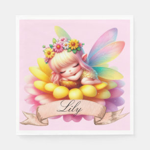 Serviette En Papier Cute Whimsical Floral Doux Rêves Dormir Fée