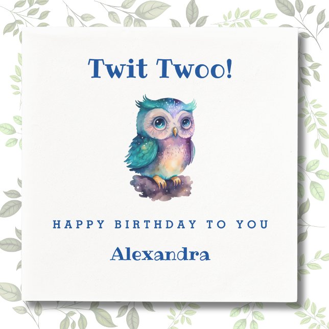 Serviette En Papier Cute Woodland Animal Petits Owl Anniversaire (Créateur téléchargé)