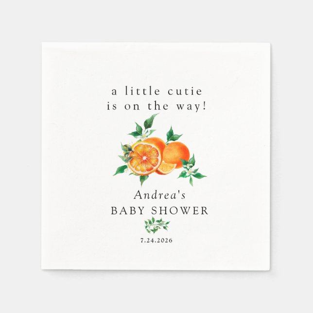 Serviette En Papier Cutie | Baby shower orange (Devant)
