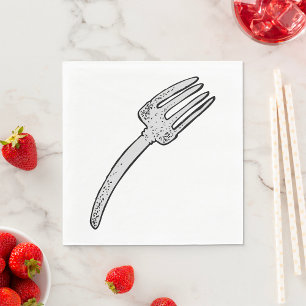 Serviette En Papier Cutlerie Rustique Vintage Fork Retro
