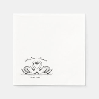 Serviette En Papier Cygnes oiseaux amoureux Serviettes dessinées à la
