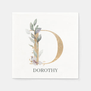 Serviette En Papier D Monogramme Floral Personnalisé