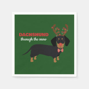 Serviette En Papier Dachshund À travers la neige mignonne Doxie Reinde