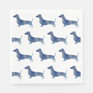Serviette En Papier Dachshund bleu