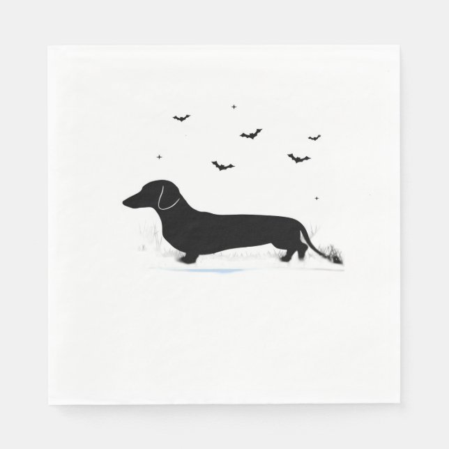 Serviette En Papier Dachshund Chien - Halloween Moon Silhouette Classi (Devant)