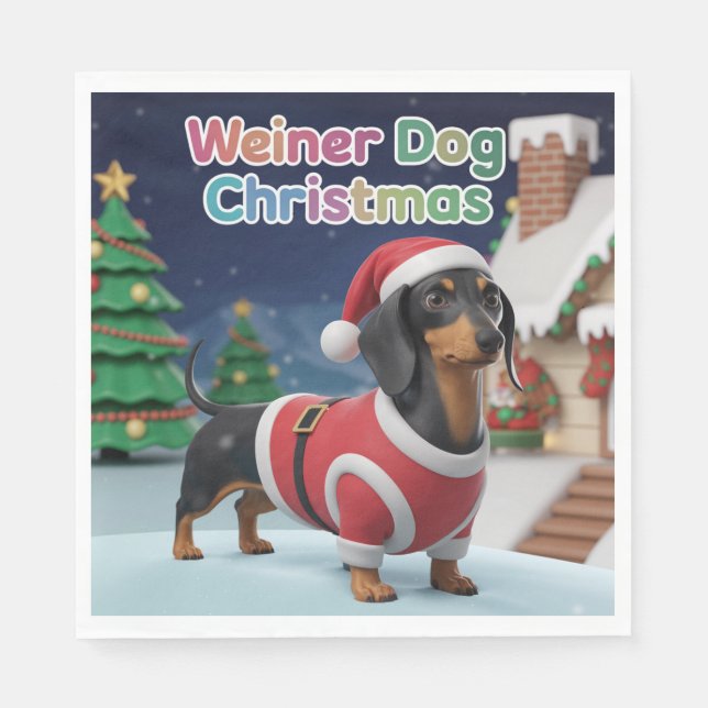 Serviette En Papier Dachshund Christmas Napkin (Devant)