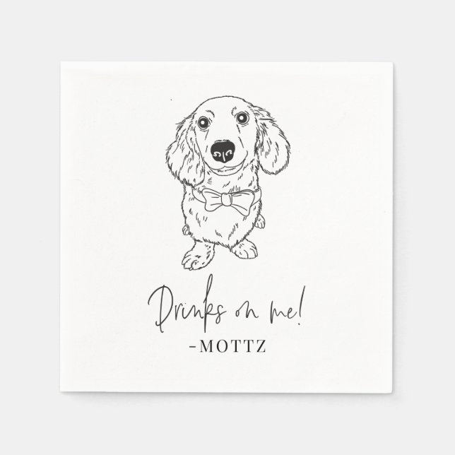 Serviette En Papier Dachshund Cocktail Napkin Chien Mariage moderne (Devant)
